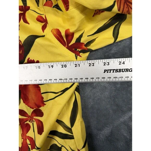 Ios Womens Jacket Size L Yellow Floral Button-Down Long Sleeves - Picture 7 of 8